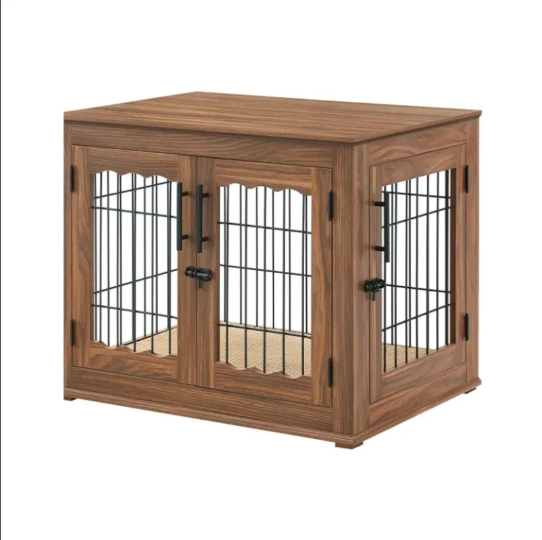 Stile semplice e fresco di alta qualità in legno e in acciaio inox gabbia per cani Indoor Pet cuccia con doppia porta per piccoli cani medi