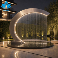 Fabricant professionnel de fontaines à rideau d'eau modernes, sur mesure, en métal, OEM ODM avec éclairage LED DMX512 pour la cour d'hôtel
