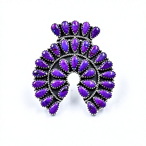 Bague Naja ajustable en argent sterling avec dahlia violet fait main et turquoise, bijoux en pierres précieuses naturelles pour femmes, vente en gros - Product Image 1