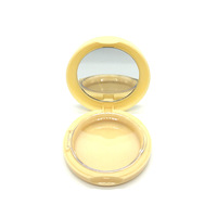 Boîtier compact rond portable avec couvercle rabattable et miroir, vide, pour poudre pressée, conteneur de maquillage de voyage pour retouches en déplacement