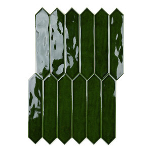 Azulejo Verde Oscuro 5x25 cm Brillante con Bordes Irregulares - Product Image 2