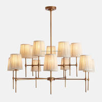 Lustre en tissu rétro américain, finition laiton antique, grand modèle pour salon, villa, laiton doré, design classique et simple, lustres pour la maison