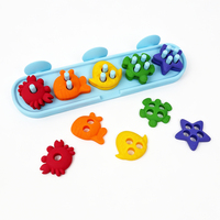 Jouet de bain empilable en silicone personnalisé, animaux marins, tri, Montessori, éducatif, ventouses, sans moule, facile à nettoyer