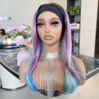 Perruque synthétique résistante à la chaleur, naturelle et douce, avec dentelle transparente sans colle, en fibre haute température, prix de gros usine