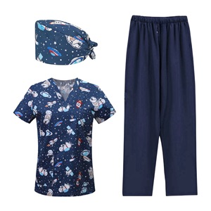 Uniforme de gommage médical grande taille rose gommage <span class=keywords><strong>SPA</strong></span> ensemble de traitement de beauté mode infirmière impression été infirmière uniforme ensemble - Product Image 3