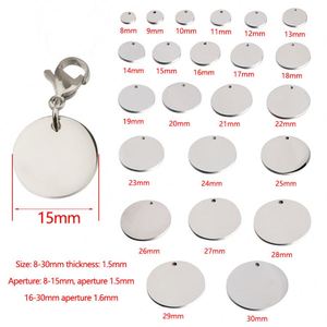 Porte-clés rond en acier inoxydable de 8-30 mm, personnalisable, gravure laser DIY, avec fermoir mousqueton, pour animaux de compagnie, vente en gros - Product Image 6