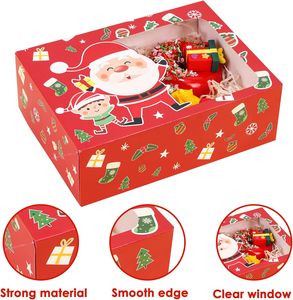 Moretoes กล่องกระดาษเบเกอรี่คริสต์มาส8.25x6x2.75in 24ชิ้นกล่องของขวัญคริสต์มาสสำหรับคัพเค้กปาร์ตี้วันหยุด - Product Image 1