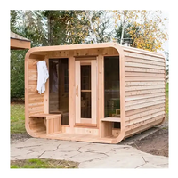 Cabine de sauna infrarouge lointain électrique russe pour 6 personnes, en hemlock, design moderne, panneau de commande informatisé, alimentation par prise, 1
