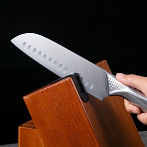 Ensemble de couteaux de cuisine de luxe en acier inoxydable avec bloc, comprenant un couteau de boucher, un couteau utilitaire, un couteau à steak et des ciseaux, à manche creux - Product Image 4