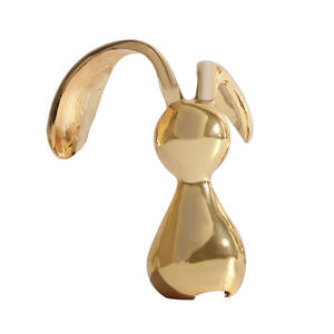 Adorno de <span class=keywords><strong>elefante</strong></span> de oro abstracto, artesanía de conejo dorado brillante, escultura de Animal brillante para decoración del hogar - Product Image 2