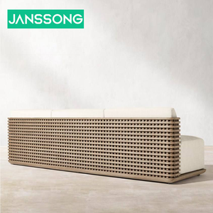 Meubles de jardin en bois massif de luxe haut de gamme pour villa, mobilier d'extérieur unique, ensemble de canapé en teck avec coussin imperméable - Product Image 3