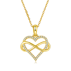 Venta caliente 925 plata esterlina D Color VVS infinito corazón colgante y cadena Moissanite collares para mujeres - Product Image 3