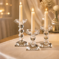 Portavelas de Cristal K9 Hecho a Mano, Diseño Facetado con Corte de Diamante, Decoración de Lujo para Bodas y Navidad