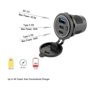 منفذ USB C 12V/24V عدة منافذ c40 W PD & q3.0 مع مفتاح طاقة سريع - Product Image 4