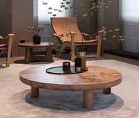 Table basse ronde en bois massif de style nordique rétro japonais, design simple pour la maison, le salon ou l'ameublement