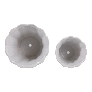 Ensemble de pots à fleurs en céramique festonnés pour plantes d'intérieur et d'extérieur avec drainage, pots décoratifs blancs pour jardin - Product Image 5