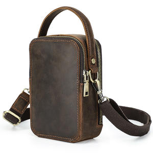 Sac bandoulière vintage en cuir véritable pour homme, petit sac messager, sac à bandoulière, chaînes, imperméable, vente en gros - Product Image 2