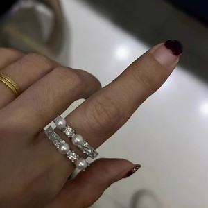 10620DIY Pearl Accessories S925 Silver <b>Ring</b> with Empty Holder Multiple Beads 4-5mm Round Beads <b>Crystal</b> <b>Rings</b> - Product Image 3