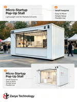 Conteneur maritime modifié de 20 pieds, bar, kiosque, café, restaurant, cuisine mobile, design moderne, respirant
