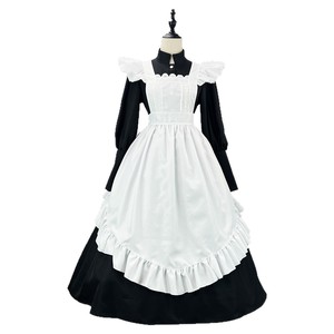 Black And White Maid Costume Lolita Style Long Dress For Cosplay Role Playing Drama Anime Games - Product Image 4