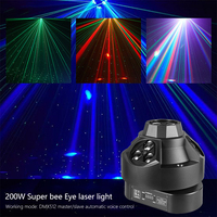 Lumière laser Super Bee-eye 200w, quatre lumières laser Bee-eye, lumière laser LED, flash laser, lumière de tête disco sept couleurs, projecteur magique grand angle