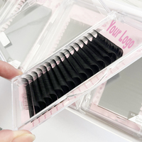Vente en gros individuel coréen Volume 0.05 extensions de cils plateaux mats foncés faits à la main avec marque privée