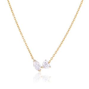 Collier ethnique en argent sterling 925 plaqué or avec pendentif en forme de cœur marquise serti de zircon et chaîne - Product Image 3