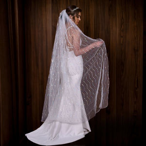 ल्यूओसिन सुरुचिपूर्ण आश्चर्यजनक वाल्ट्ज लंबाई शादी का घूंघट 1 टियर लंबी ब्राइडल वील्स - Product Image 2