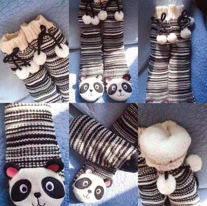 Woman Women Women's Ladies Winter <strong>Warm</strong> Knitted <strong>Custom</strong> Cute Animal Fox Panda Home Indoor Sherpa Lined Non-slip Slipper <strong>Socks</strong> - Product Image 6
