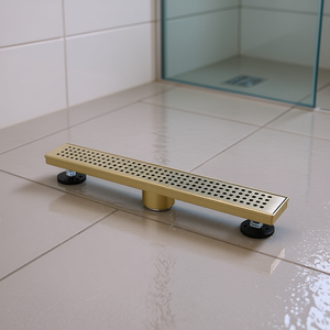 Drain de douche linéaire rectangulaire de 12 pouces en acier inoxydable brossé avec filtre à cheveux amovible pour salle de bain, design moderne - Product Image 2