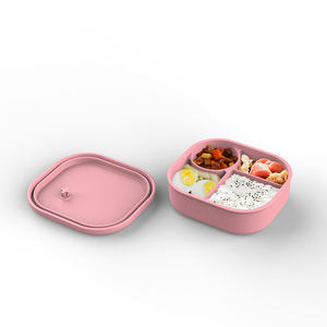 Boîte à lunch bento en silicone de qualité alimentaire, anti-fuite, anti-déversement, avec 4 compartiments, pour enfants, école et pique-nique - Product Image 3