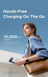 10000mAh 30W Power Bank Wireless Fast Charging MagFlow Powerbank Built in Type-C Cable <b>for</b> 17 Series PB594/75727 25w Power Bank - Product Image 2