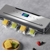 Scelleuse sous vide compacte entièrement automatique avec coupe-sac intégré, machine d'emballage alimentaire à forte aspiration pour viande et produits secs