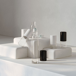 Wholesale Clear Frosted <b>Mini</b> Glass Roll <b>Bottles</b> 1ml 2ml 3ml with Black Plastic Caps for Essential Oil - Product Image 2