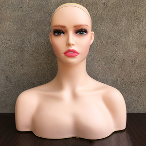 Cara de maquillaje realista de grado 8A, busto inflable femenino afroamericano sentado, cabeza de Maniquí de PP con hombro para exhibición de peluca - Product Image 5