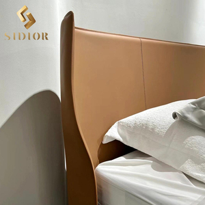 Cama blanda ajustable nórdica moderna con almacenamiento Tapicería de cuero genuino Tamaños King/Queen-Muebles de dormitorio de hotel y Villa - Product Image 6