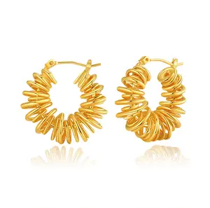 Design de mode bijoux pour femmes boucles d'oreilles en spirale torsadées irrégulières boucles d'oreilles uniques coréennes en or 18k bijoux