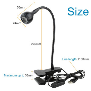 Lampe à pince LED rechargeable USB, col flexible à 360°, blanc chaud, contrôle tactile, en bois, CRI 90, éclairage de bureau à domicile - Product Image 5