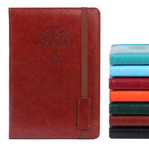 Logo Embossed Custom PU Leather Thick A5 Grid Loose-Leaf Printed Travel Journal Notebook with <b>Elastic</b> Closure Band Gift - Product Image 1