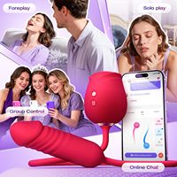Vibromasseur Lumi Rose avec fonctions de poussée et de succion (10 modes) pour la stimulation du point G, du clitoris, des mamelons et anale - Fabriqué en Chine