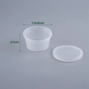 Factory Supplier Disposable Plastic Takeaway Container 12OZ Round Microwavable take Away Deli Food Containers With PE Lid