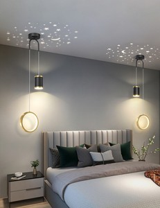 Lampes suspendues de <span class=keywords><strong>plafond</strong></span> <span class=keywords><strong>LED</strong></span> modernes, ambiance étoile lune, luminaire suspendu pour chambre à coucher, décoration de chevet, lampe suspendue, lustre - Product Image 4