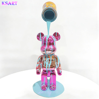 Ours en fibre de verre personnalisé, peint à la main, style fluide, décoration d'intérieur, figurine décorative en résine, artisanat d'anime