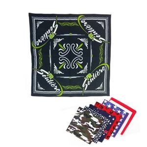 Pañuelo de cabeza de algodón multifuncional con diseño de cliente al por mayor, pañuelo cuadrado estampado, pañuelo Hip Hop para exteriores - Product Image 2