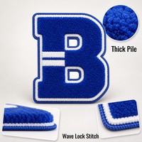 Grande Patch Lettre Chenille 3D Gonflée de 5 Pouces, Bleu Royal et Blanc, à Coudre pour Blouson Universitaire, Sac à Dos, Personnalisable