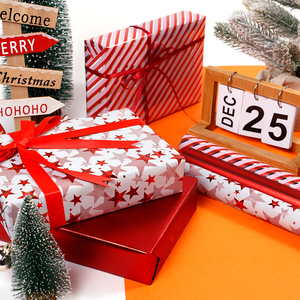 Wholesale 80g <b>Christmas</b> Stars and Stripes Kraft <b>Paper</b> Tissue 43*300cm Gift Luxury Custom Packaging <b>Wrapping</b> <b>Paper</b> <b>Roll</b> - Product Image 1