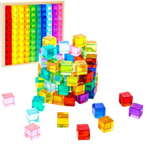 Jouet éducatif Montessori Grande maison hollandaise en bois acrylique transparent Lucite Cube blocs empilables pour enfants - Product Image 2