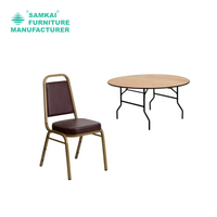 Table pliante de banquet ronde de luxe SK-ZDZ-F002 de 48 pouces avec finition en bois massif pour mariages et événements