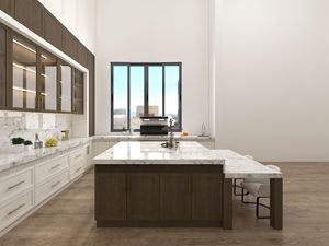 Muebles de Cocina Modernos con Diseño en Tono Madera, Encimera de Mármol, Almacenamiento Funcional y Personalizable para Apartamentos - Product Image 6