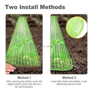 Lot de 10 protecteurs de plantes réutilisables en PVC transparent vert en forme de dôme anti-gel pour escargots et oiseaux 20x20x24cm-HUGELEAF - Product Image 4